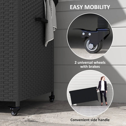 165 Gallon Deck Box, Wicker Outdoor Storage, Waterproof Liner, Black Patio Storage Boxes at Gallery Canada