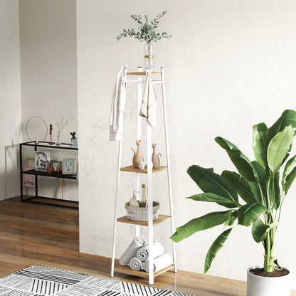 Clothes Rack with Storage, 8 Hooks, 3-Tier Shelf, Oak Clothing Storage at Gallery Canada