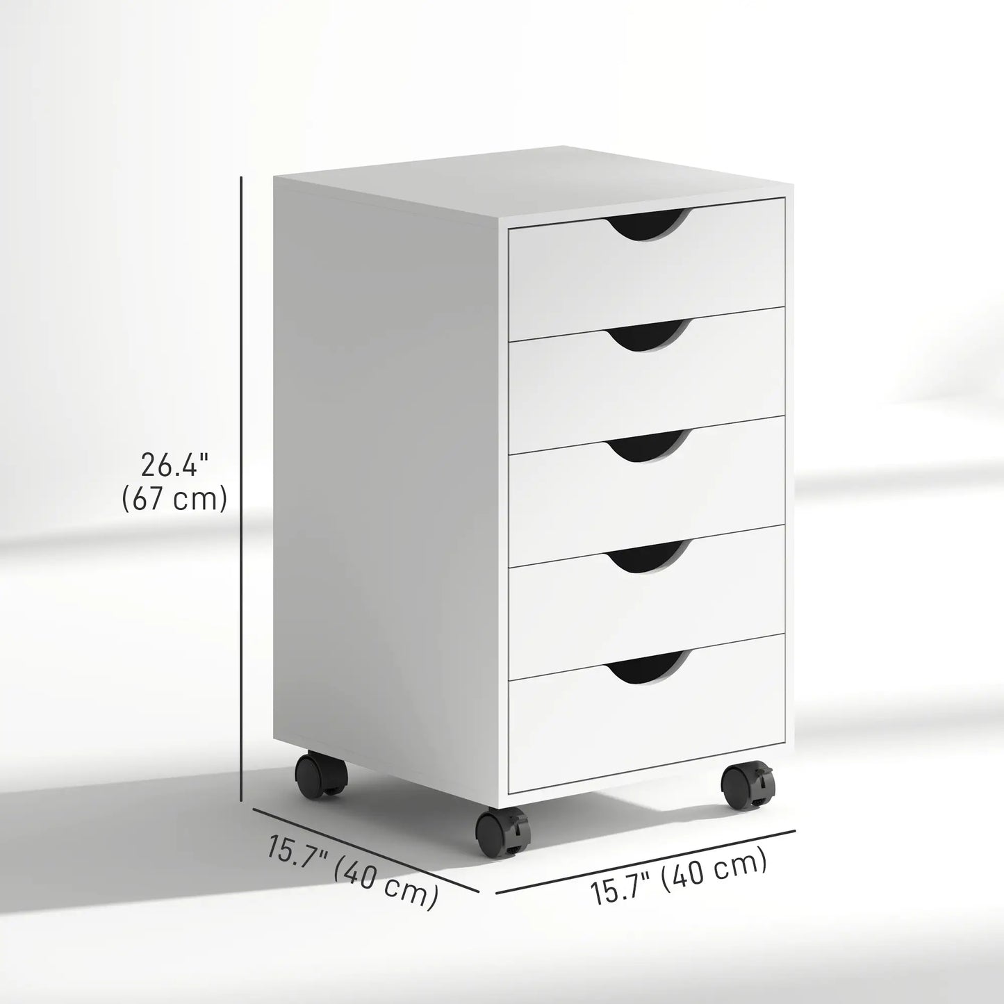 5 Drawer File Cabinet on Wheels, 15.7" x 15.7" x 26.4", White Office Cabinets & Cupboards at Gallery Canada
