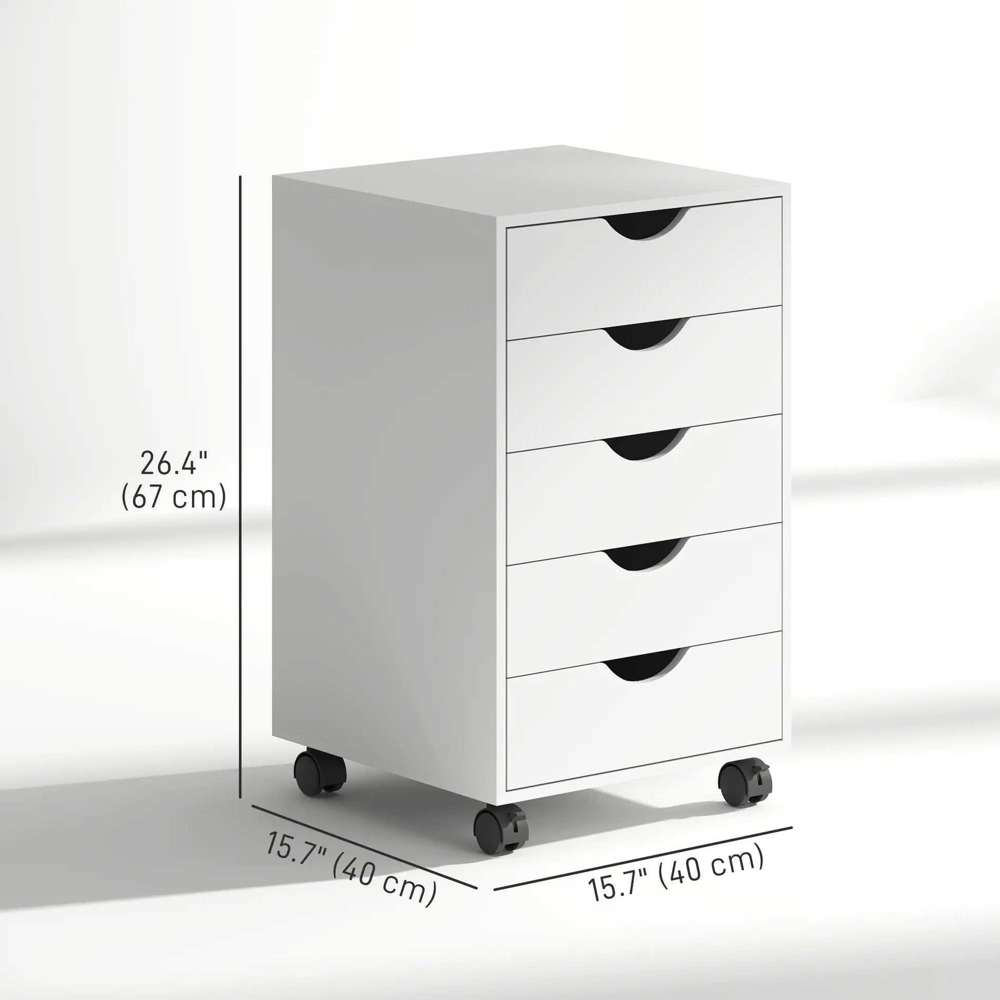 5 Drawer File Cabinet on Wheels, 15.7" x 15.7" x 26.4", White Office Cabinets & Cupboards at Gallery Canada