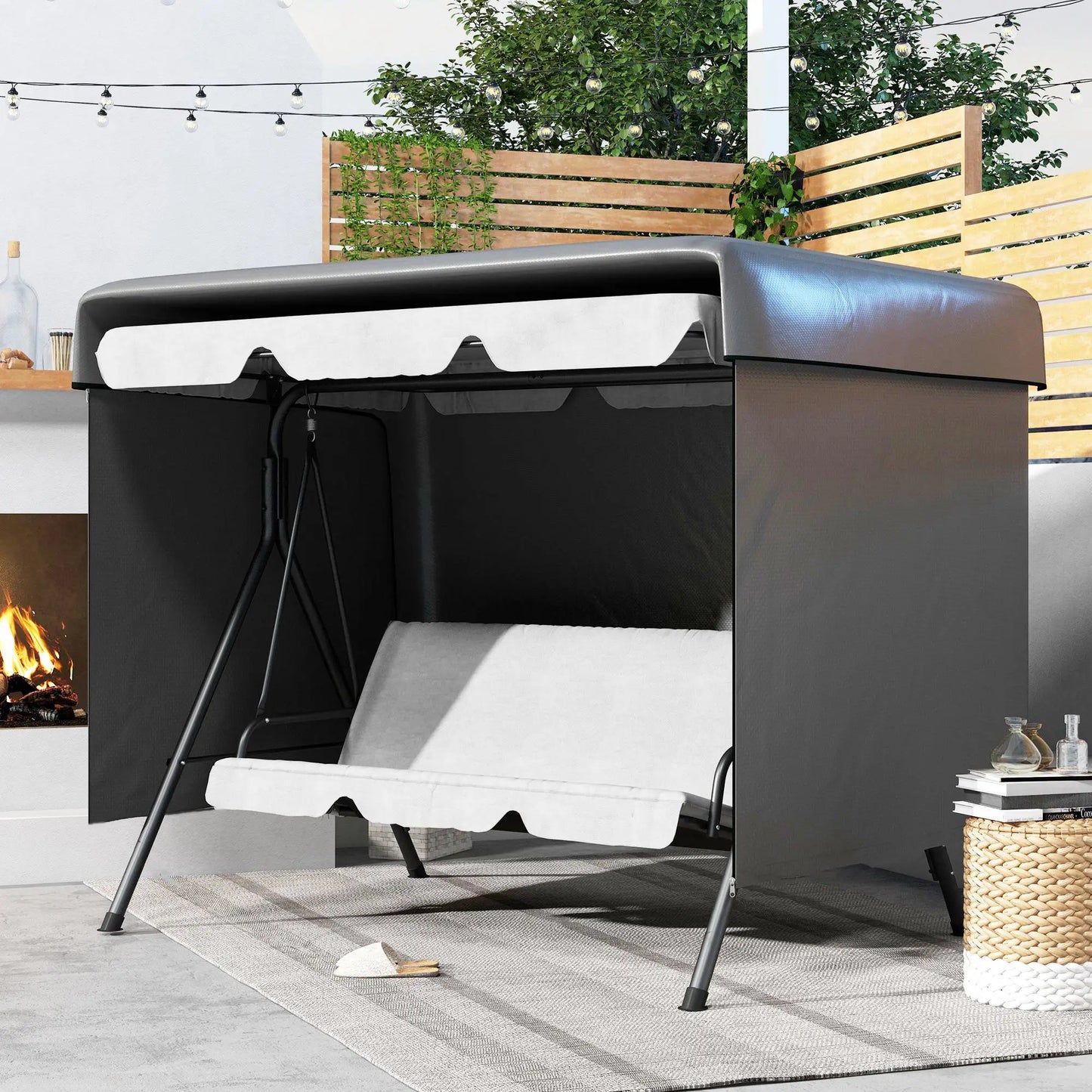 3-Seater Patio Swing Cover, Waterproof, 85" x 61" x 59", Dark Grey Patio Furniture Covers at Gallery Canada