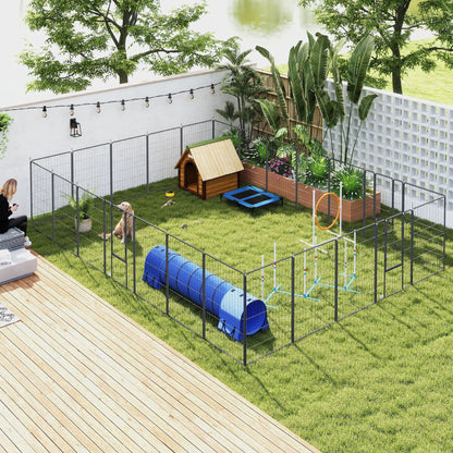 24 Panels 44.5" Height Dog Playpen, Small Medium Large Dogs, Black Houses, Kennels & Pens at Gallery Canada