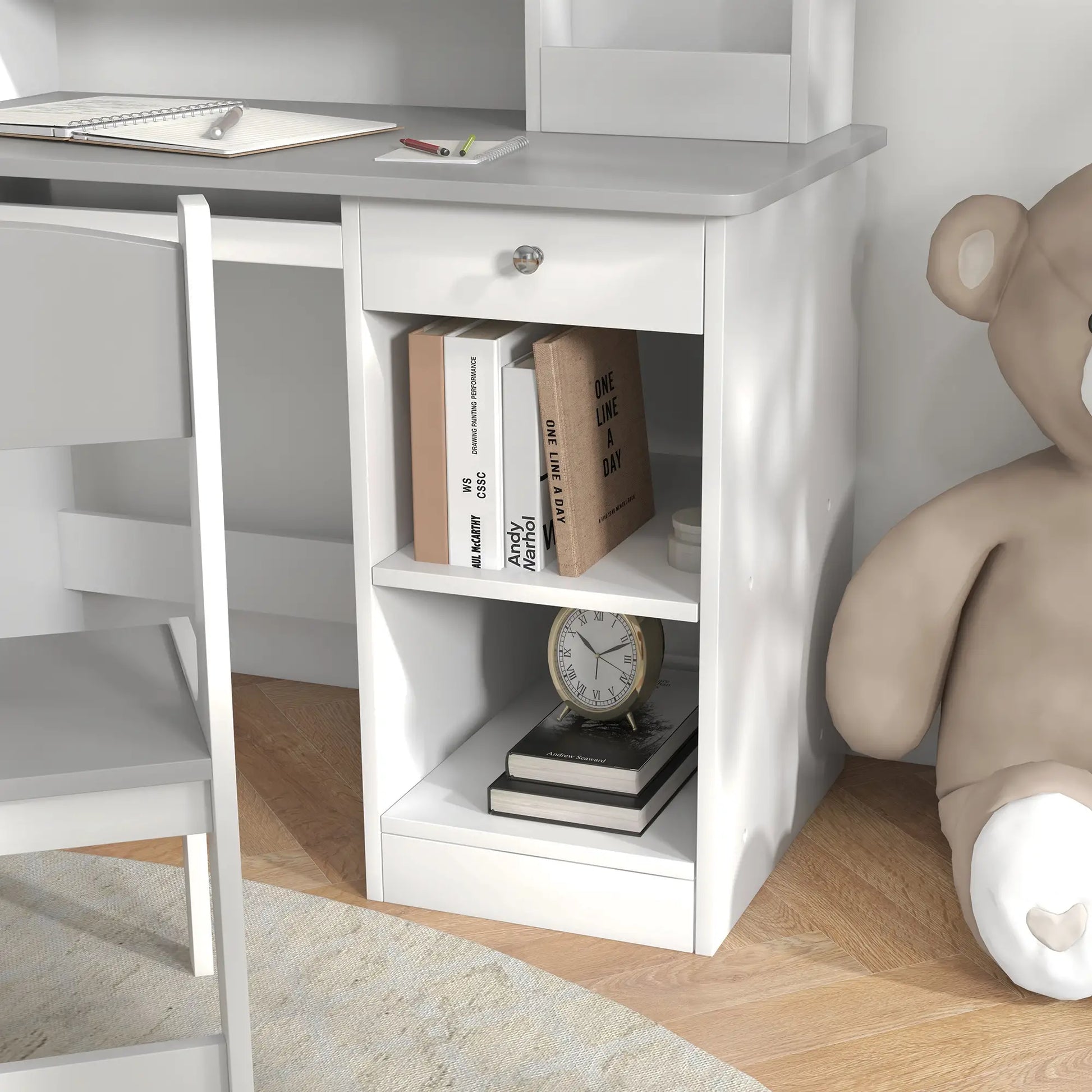 Kids Desk and Chair Set, Study Table for 5-8 Year Old, Grey Kids Desk Sets at Gallery Canada