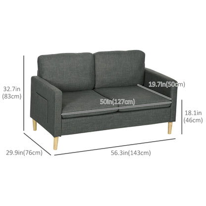 56" 2 Seat Sofa, Modern Love Seat, Upholstered Couch, Grey 2-Seater Sofas at Gallery Canada