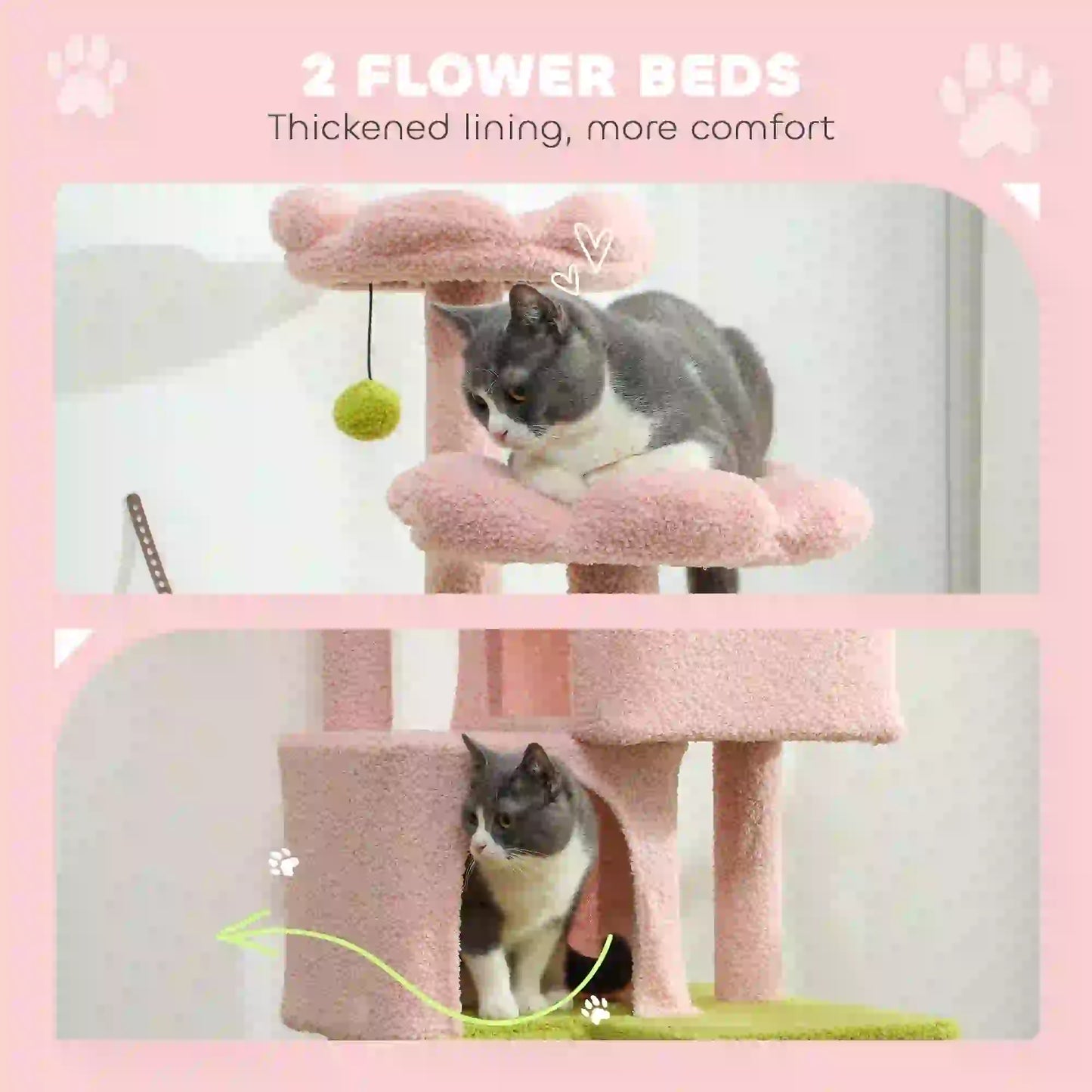 Flower Cat Tree, Sisal Scratching Posts, Multi-Level Tower, Pink Cat Trees at Gallery Canada