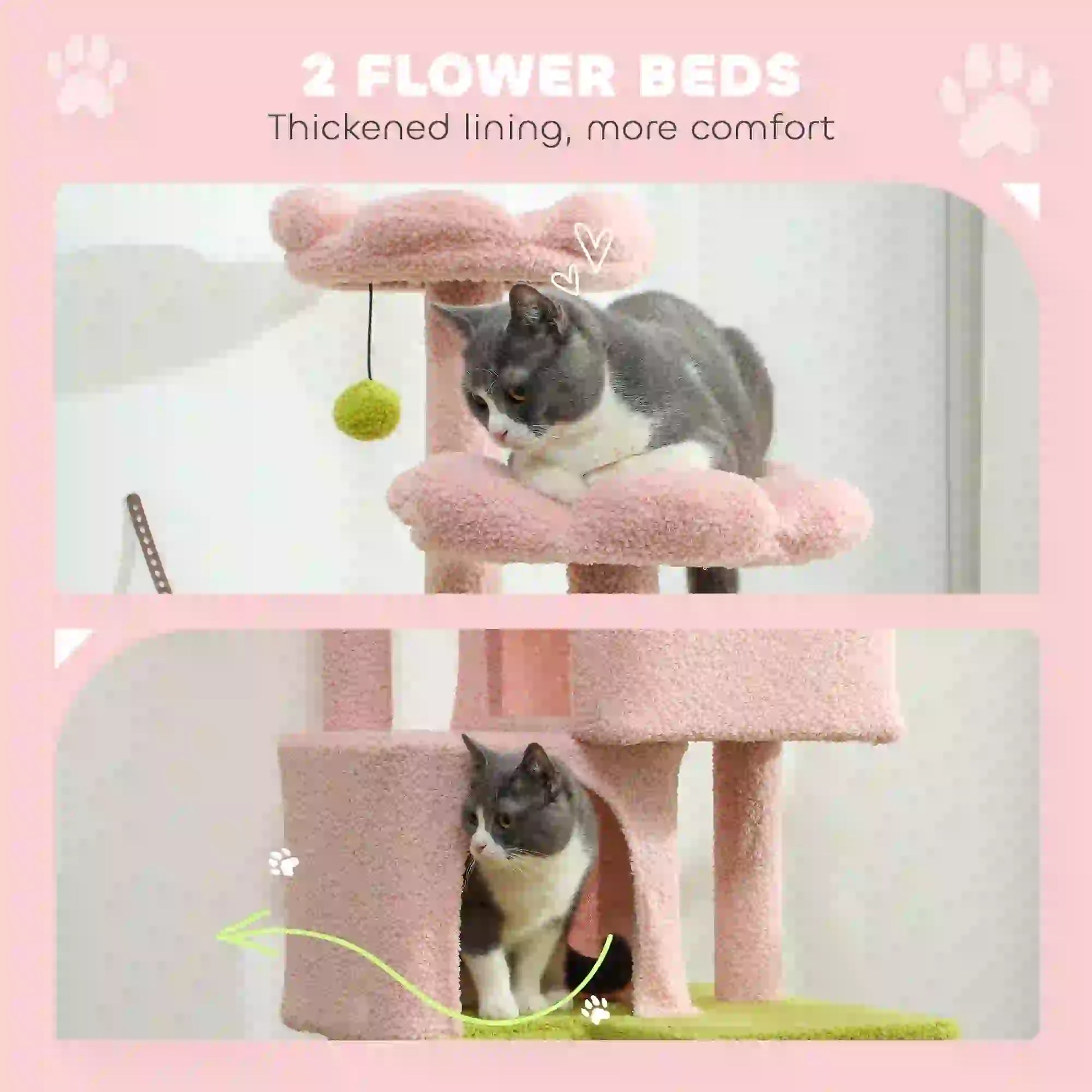 Flower Cat Tree, Sisal Scratching Posts, Multi-Level Tower, Pink Cat Trees at Gallery Canada