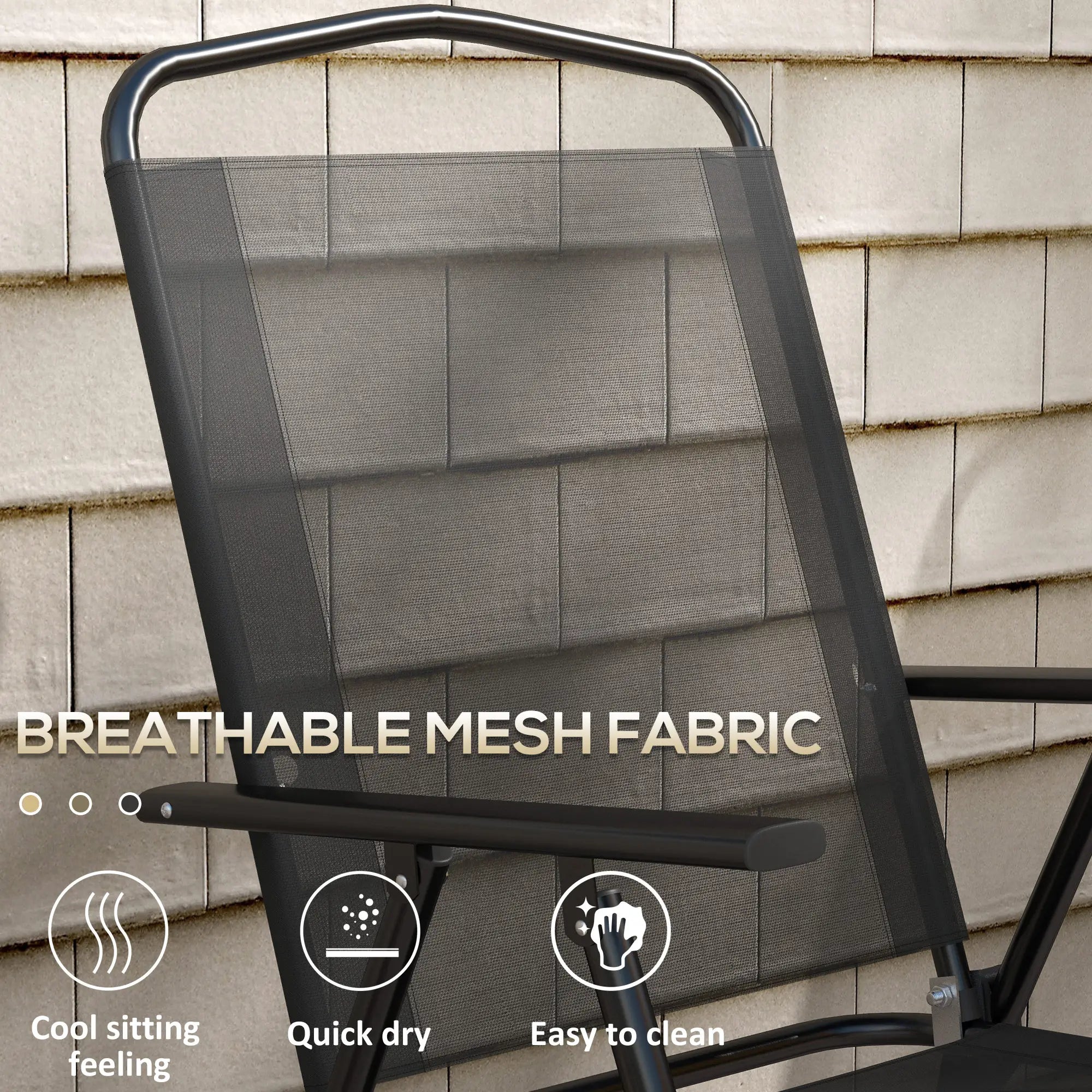 3-Piece Bistro Set, Foldable Patio Furniture, Mesh Chairs, Glass Table, Black Bistro Sets at Gallery Canada