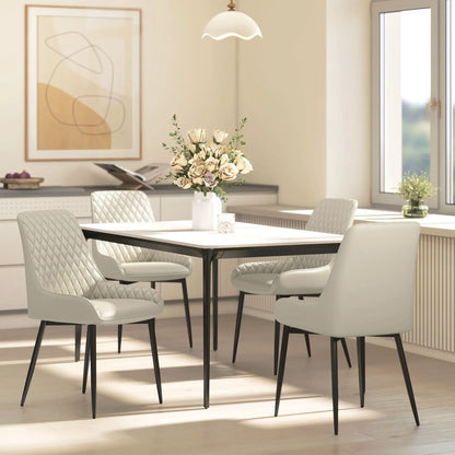 Upholstered Kitchen Chairs Set of 4, Diamond Tufting, Steel Legs, Khaki Dining Chairs at Gallery Canada