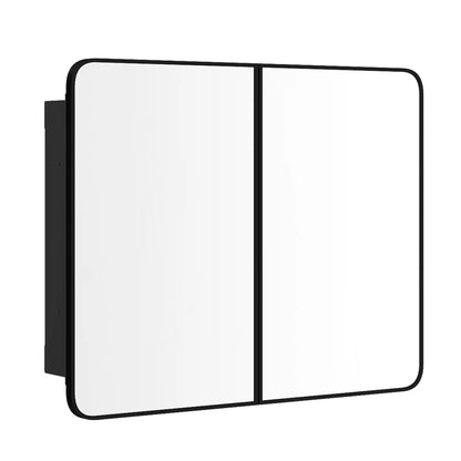 30 x 24 Inch Bathroom Medicine Cabinet, Mirror, Shelves, Black