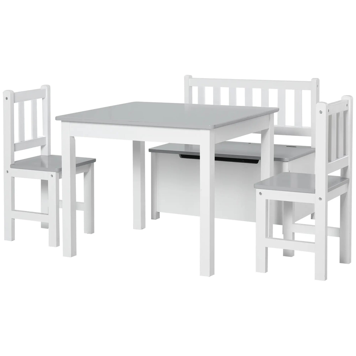 Kids Wood Table, Chair, Bench Set with Storage, 4-Piece Kids Table Sets at Gallery Canada
