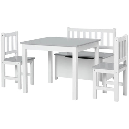 Kids Wood Table, Chair, Bench Set with Storage, 4-Piece Kids Table Sets at Gallery Canada