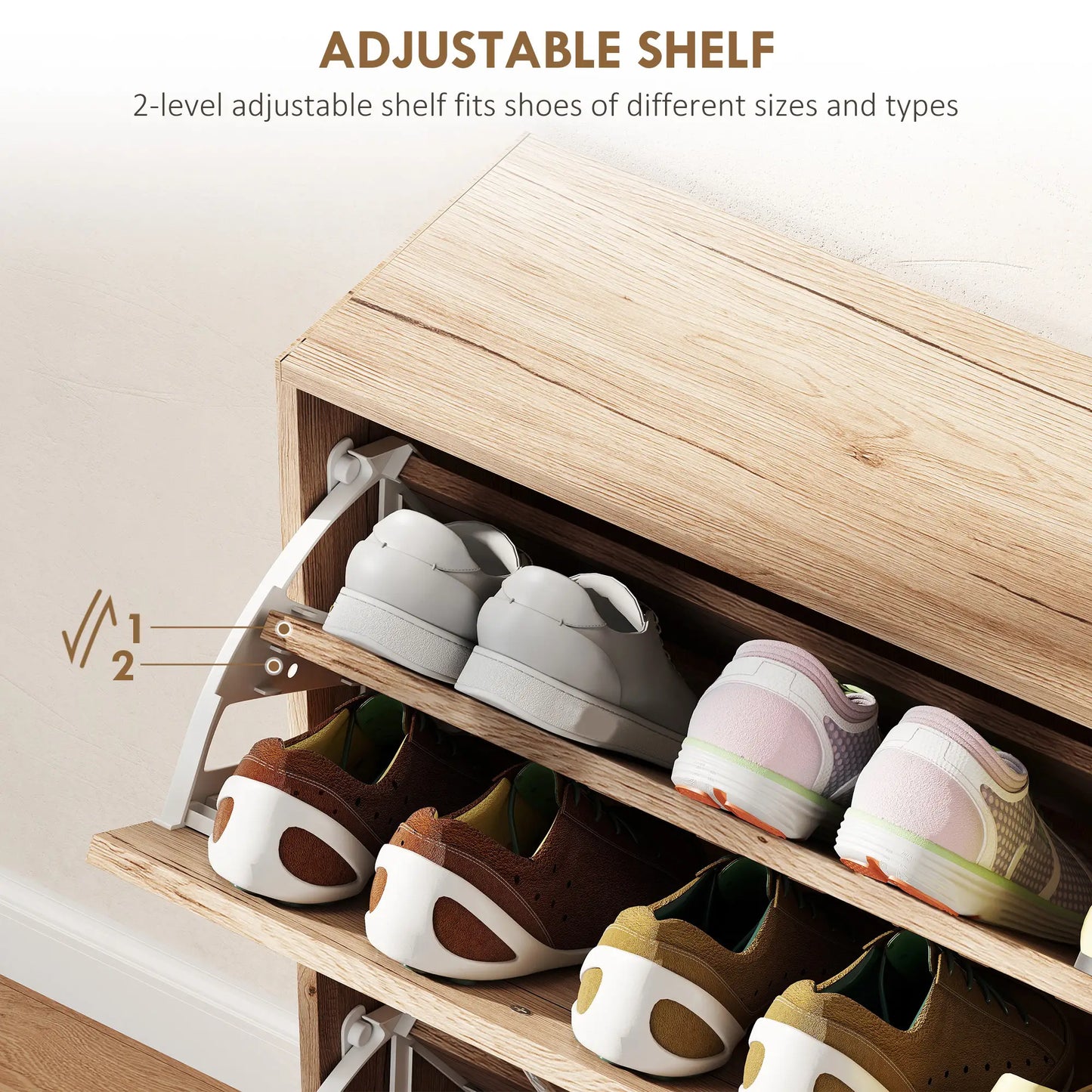 Shoe Storage Cabinet, 3 Flip Drawers, Narrow Slim, 12 Pair Organizer, Oak Shoe Storage Cabinets & Racks at Gallery Canada