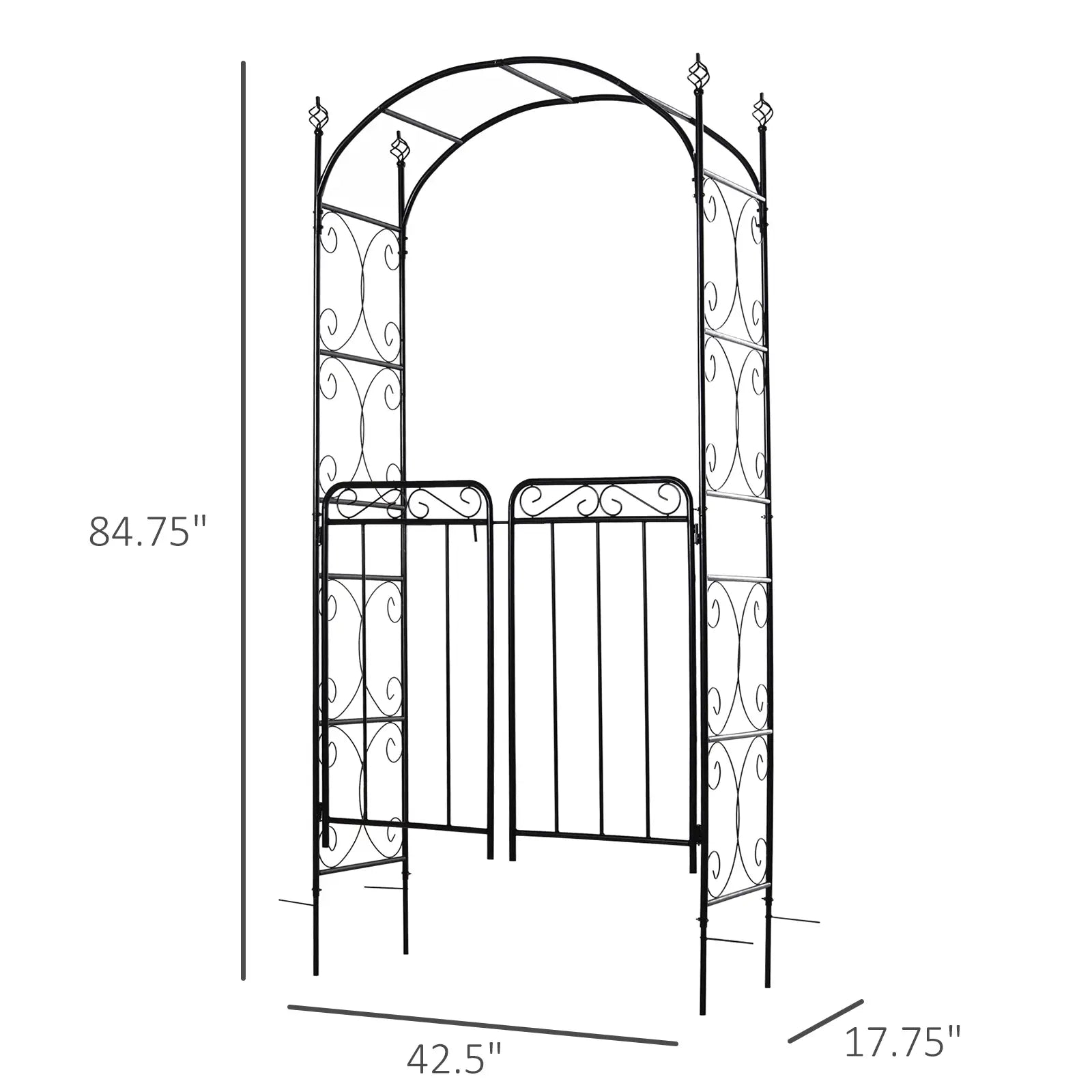 7' Metal Garden Arbor Arch, Scrollwork Doors, for Ceremony, Weddings Garden Arches at Gallery Canada