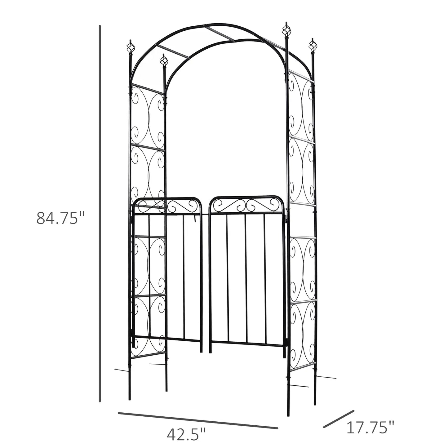 7' Metal Garden Arbor Arch, Scrollwork Doors, for Ceremony, Weddings Garden Arches at Gallery Canada