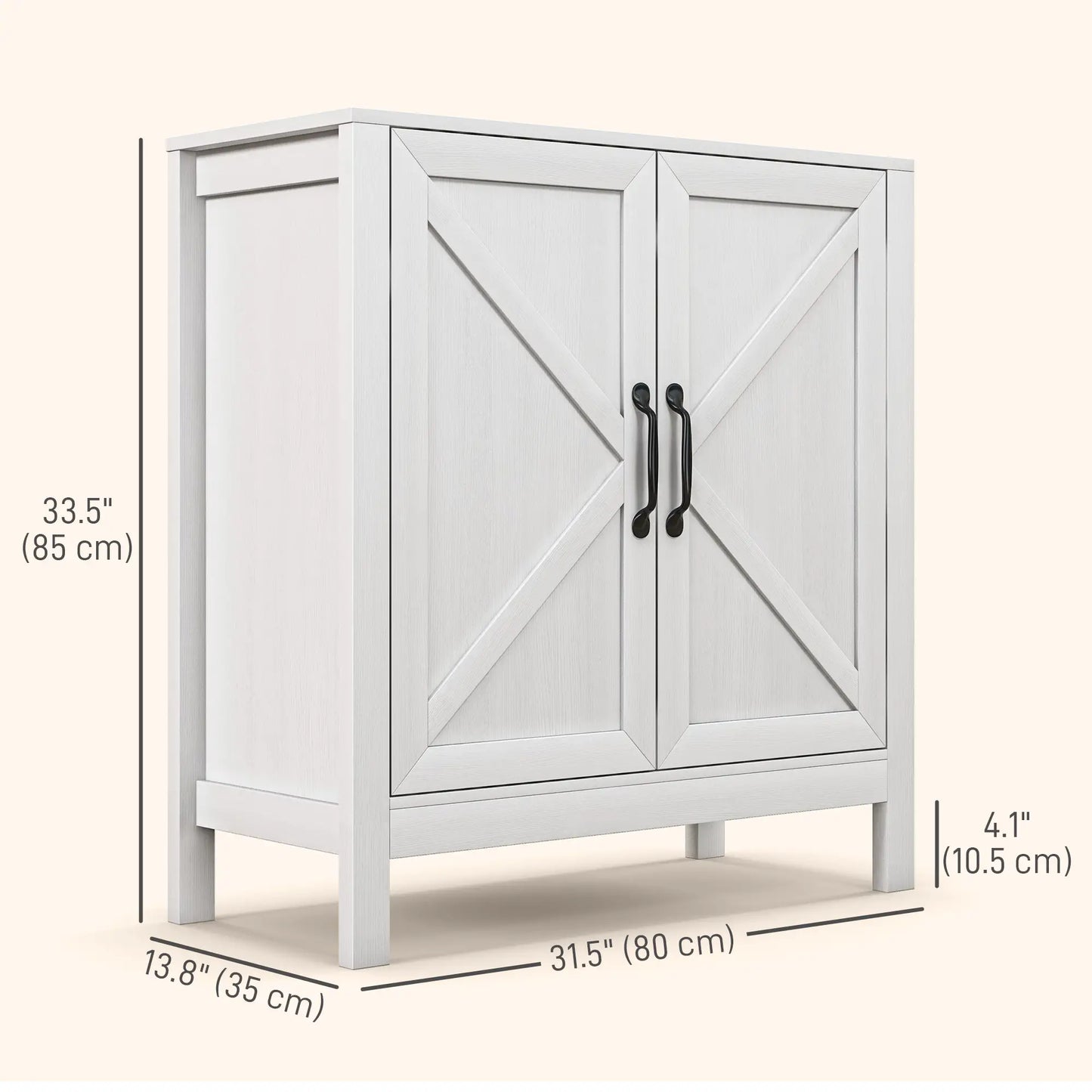 Sideboard Buffet, Kitchen Cabinet with Barn Door, Adjustable Shelves, White Wood Grain, White Bar Cabinets at Gallery Canada