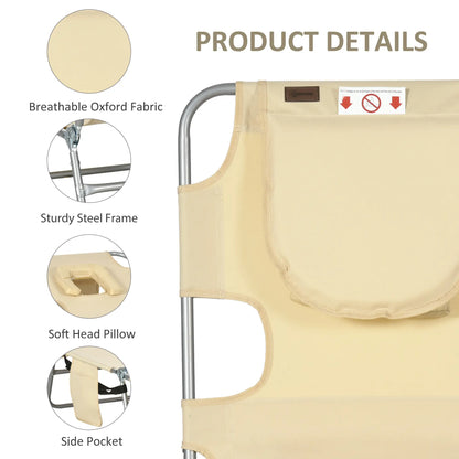 Folding Outdoor Lounge Chair, 5-Level Tanning Chair, Beige Lounger Chairs at Gallery Canada