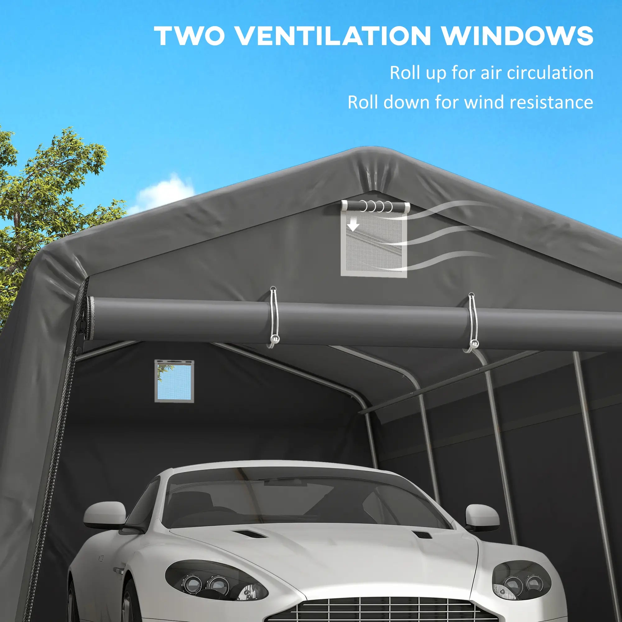 11' x 20' Portable Garage, Heavy Duty Carport Canopy, Dark Grey Car Shelters at Gallery Canada