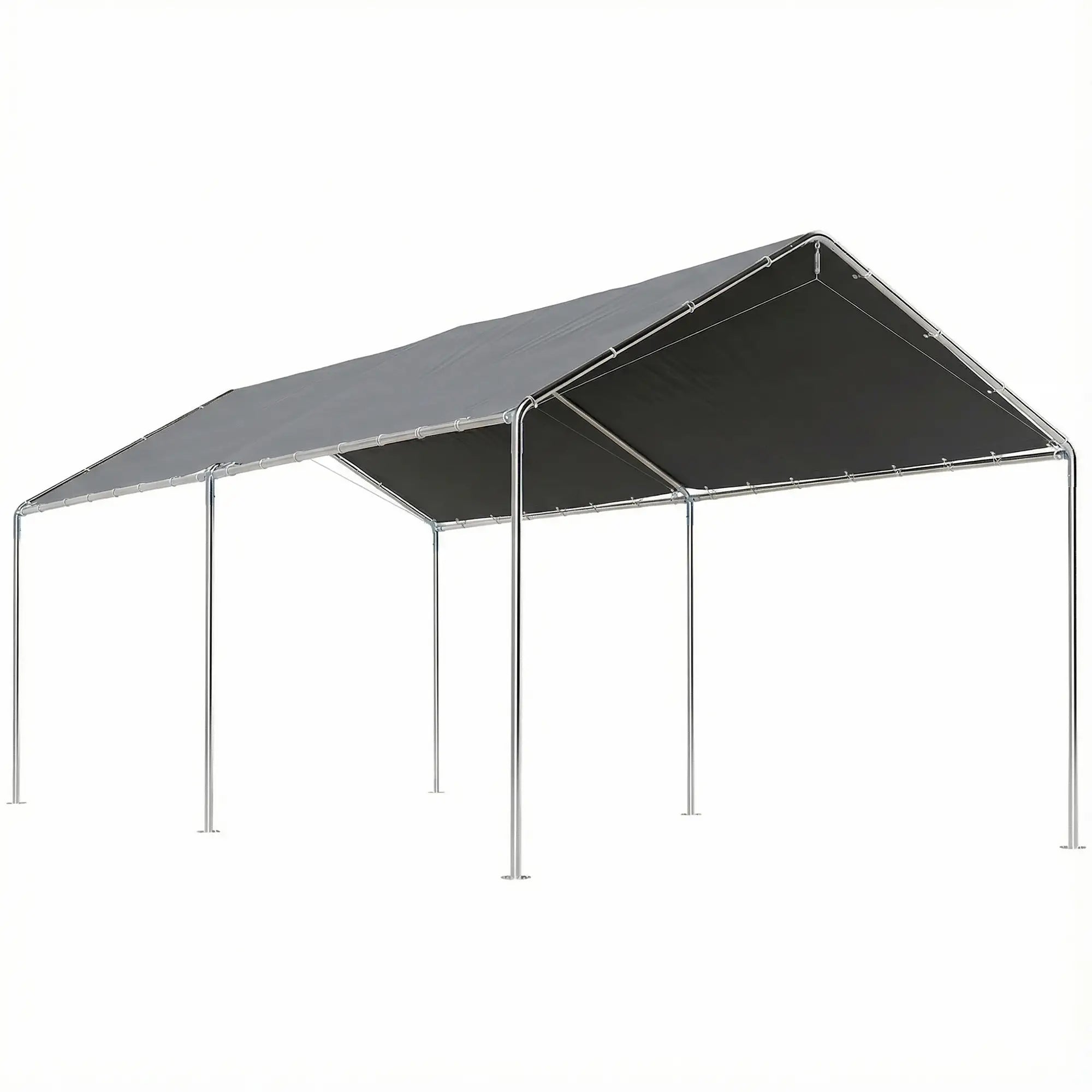 10'x20' Heavy Duty Galvanized Carport Canopy, Anchor Kit, Grey Car Shelters at Gallery Canada