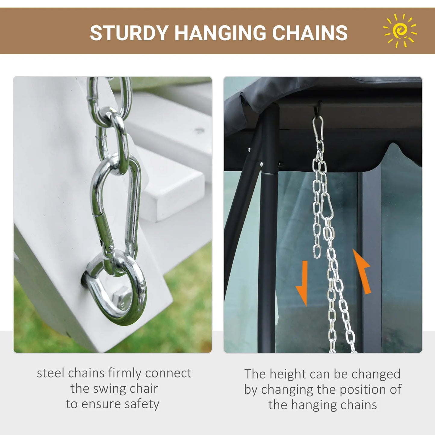 2-3 Seater Porch Swing, Wood Patio Chair with Table, Cup Holders, White Hanging Porch Swings at Gallery Canada