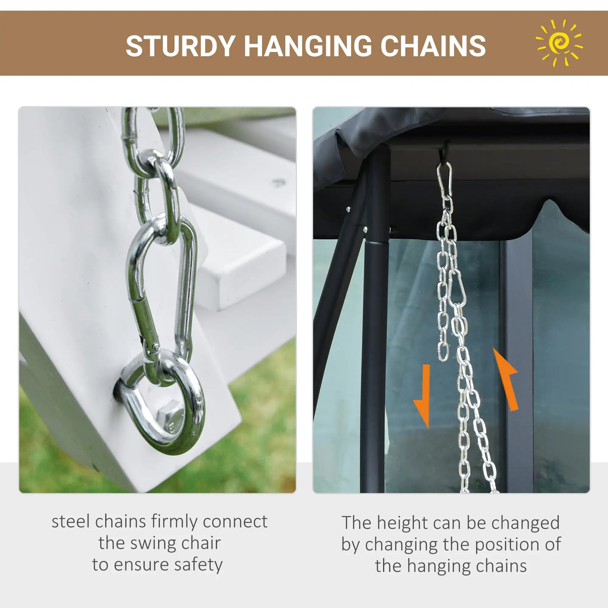 2-3 Seater Porch Swing, Wood Patio Chair with Table, Cup Holders, White Hanging Porch Swings at Gallery Canada