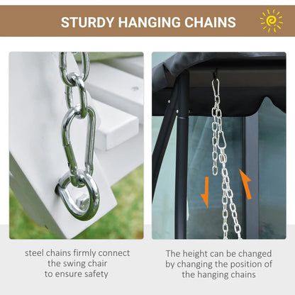 2-3 Seater Porch Swing, Wood Patio Chair with Table, Cup Holders, White Hanging Porch Swings at Gallery Canada