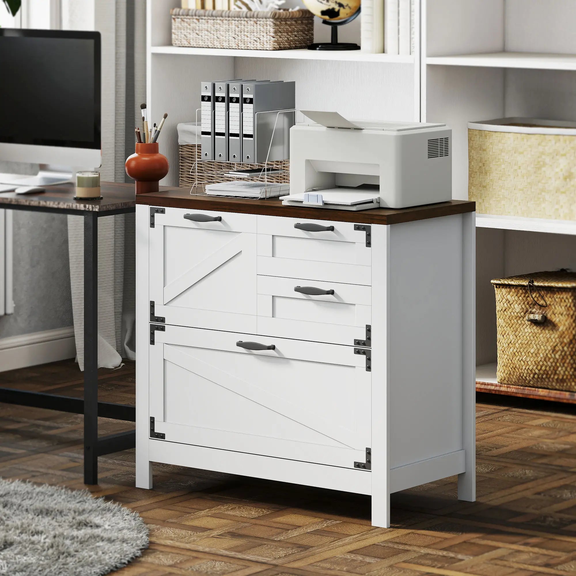 Lateral Filing Cabinet, 4 Drawers, Fits Letter/A4/Legal Files, White Office Cabinets & Cupboards at Gallery Canada