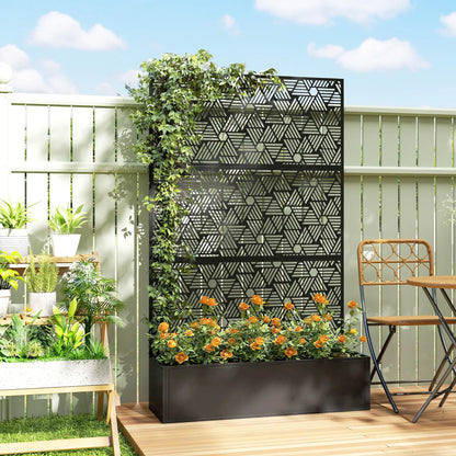 Metal Planter Box With Trellis, 70" Tall Raised Garden Bed, Hexagon Line Cut-Out Galvanized Planter Boxes at Gallery Canada