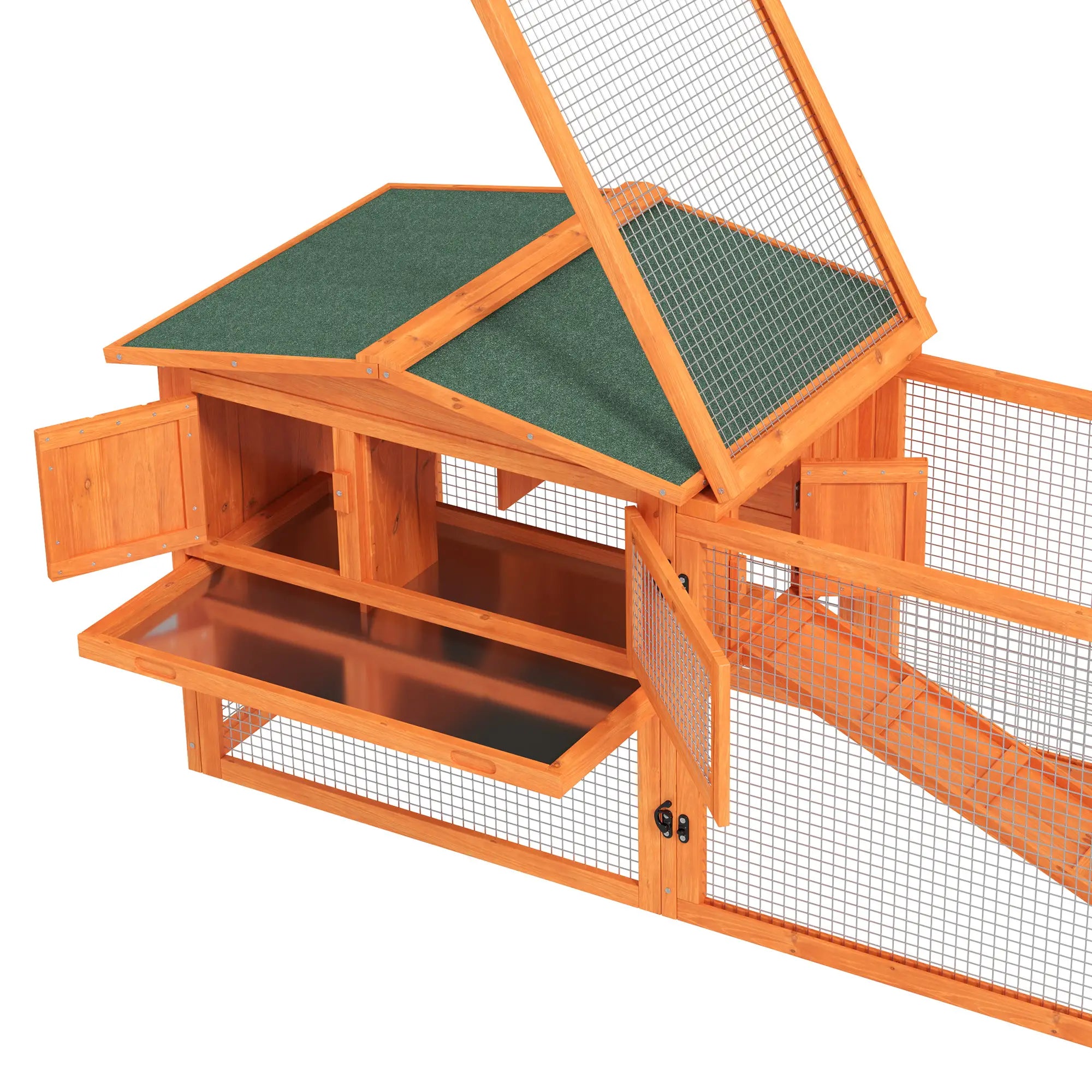 Wooden Rabbit Hutch, Guinea Pig House, Removable Tray, Openable Roof, Orange Rabbit Hutch at Gallery Canada