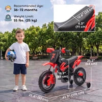 Moto électrique pour enfants 12V, à conduire, roues d'entraînement, rouge