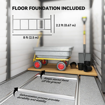 4.6' X 9' Steel Outdoor Storage Shed, Lean To Shed, Metal Tool House, Dark Grey