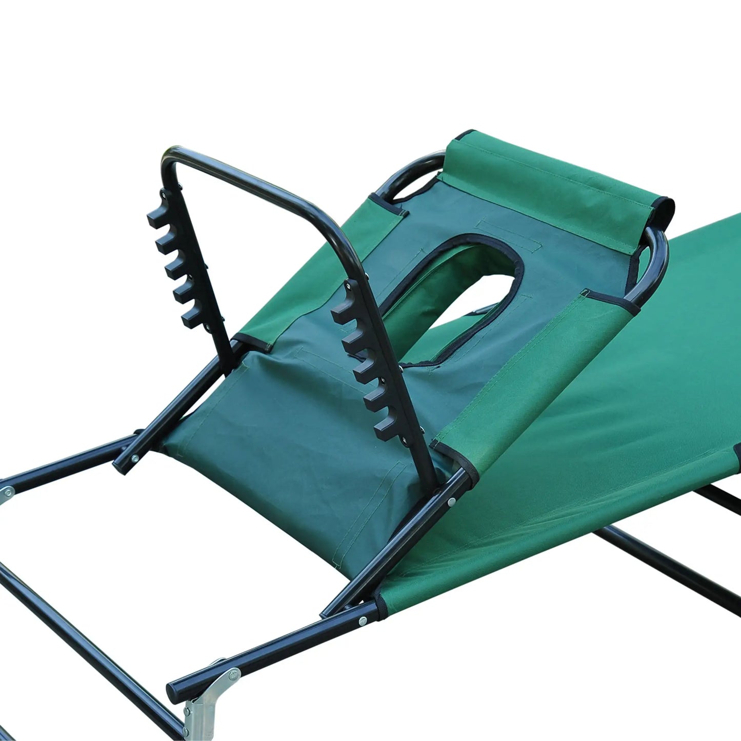 Folding Outdoor Lounge Chair, Portable Reclining Beach Lounger, Detachable Pillow, 3-Position Adjustable, Green Lounger Chairs at Gallery Canada