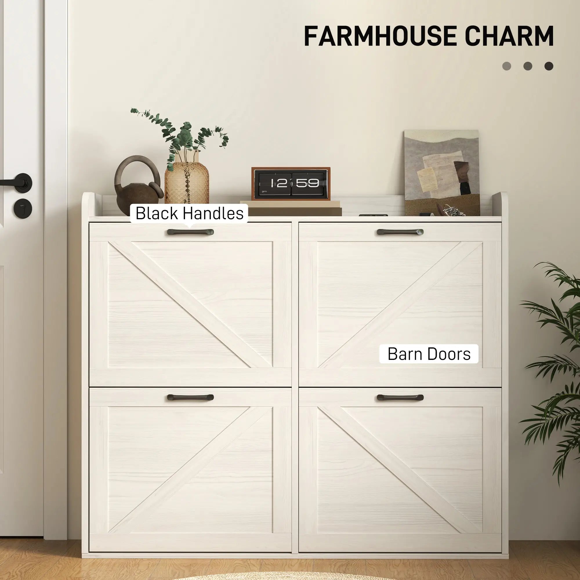 Narrow Shoe Storage Cabinet, 4 Flip Drawers, Adjustable Shelves, 16 Pair, White Oak Shoe Storage Cabinets & Racks at Gallery Canada