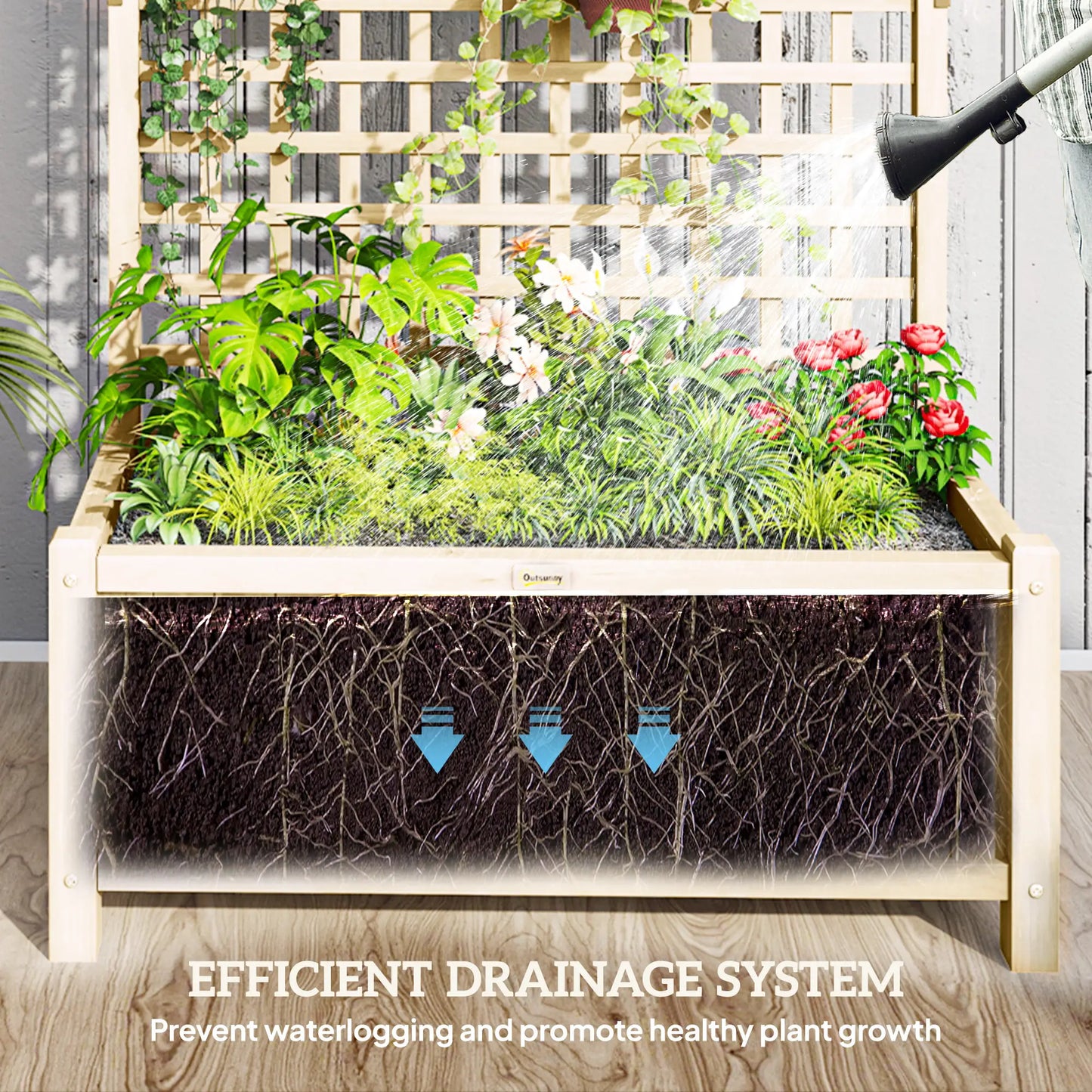 Wood Planter with Trellis, Raised Garden Bed, Privacy Screen, Natural Wood Raised Garden Beds at Gallery Canada