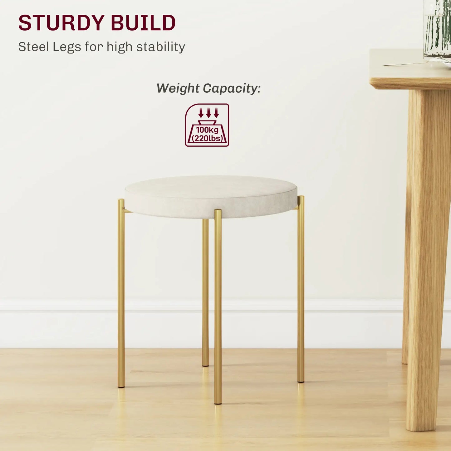 Round Backless Dining Chairs, Stacking Stools Set of 4, Cream White Dining Chairs at Gallery Canada