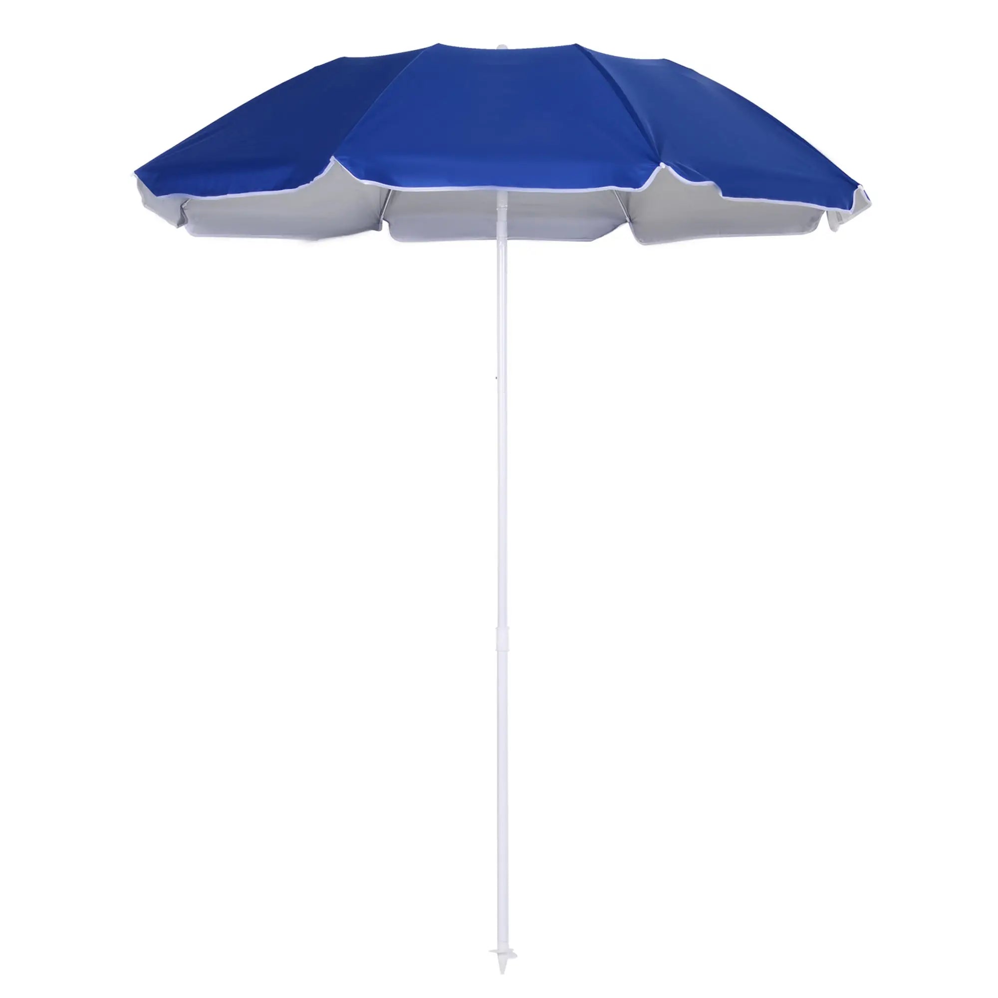 6.7ft Beach Umbrella, Push Button Tilt, Ruffled, Blue Beach Umbrellas Blue at Gallery Canada