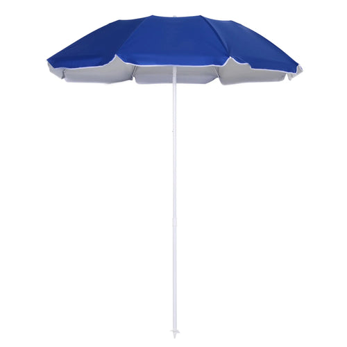 6.7ft Beach Umbrella, Push Button Tilt, Ruffled, Blue