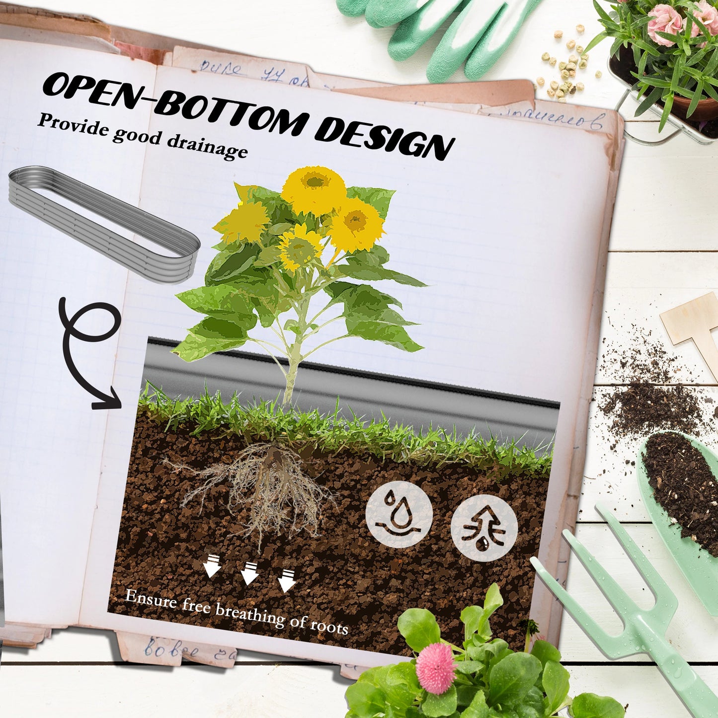 7.9 x 2 x 1ft Galvanized Raised Garden Bed, Metal Planter Box, Silver Galvanized Planter Boxes at Gallery Canada