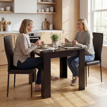 Square Dining Table Set For 2, PU Leather Upholstered Chairs, Black Dining Table Sets at Gallery Canada