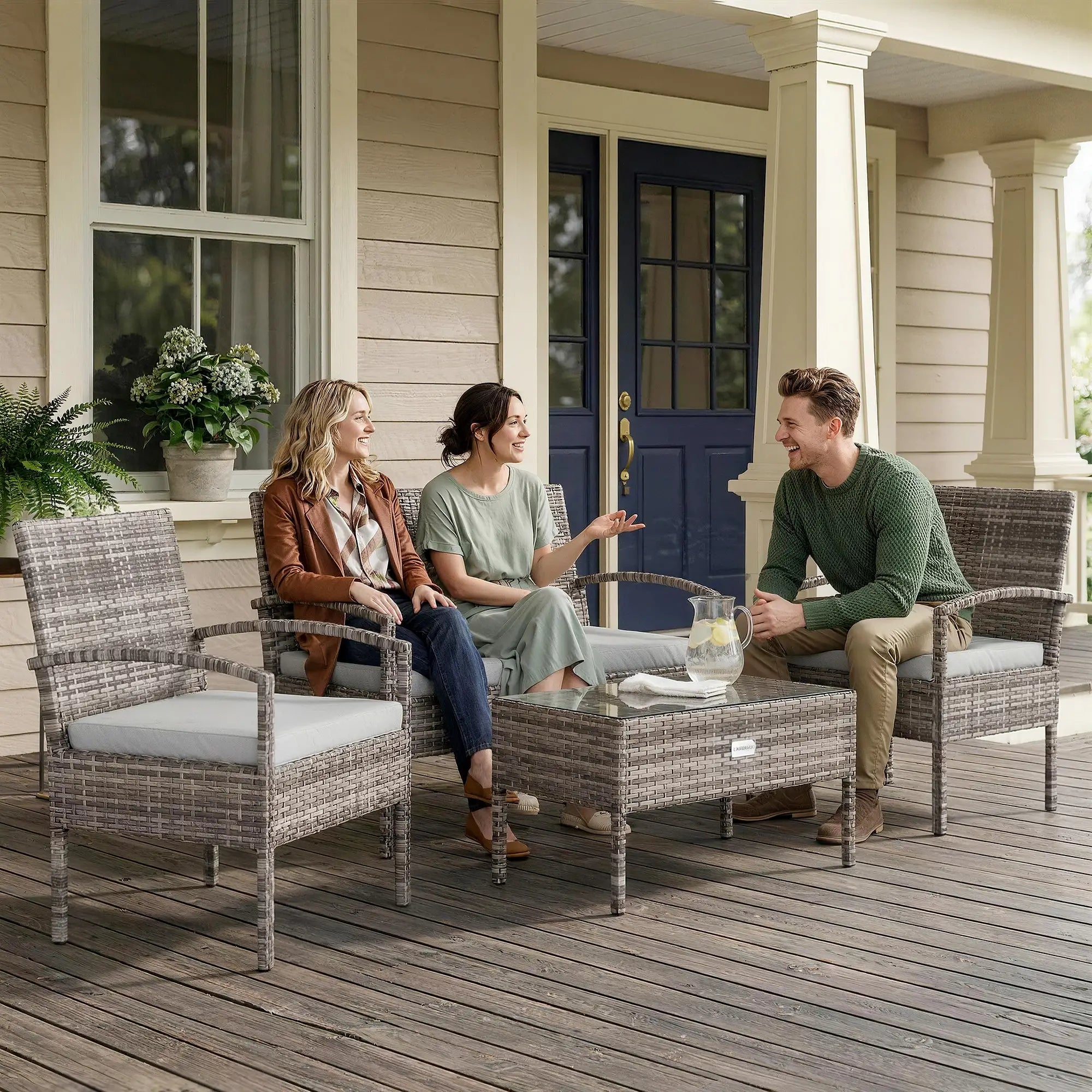 Patio Furniture Set, Loveseat, 2 Armchairs & Coffee Table, Light Grey Patio Furniture Sets at Gallery Canada