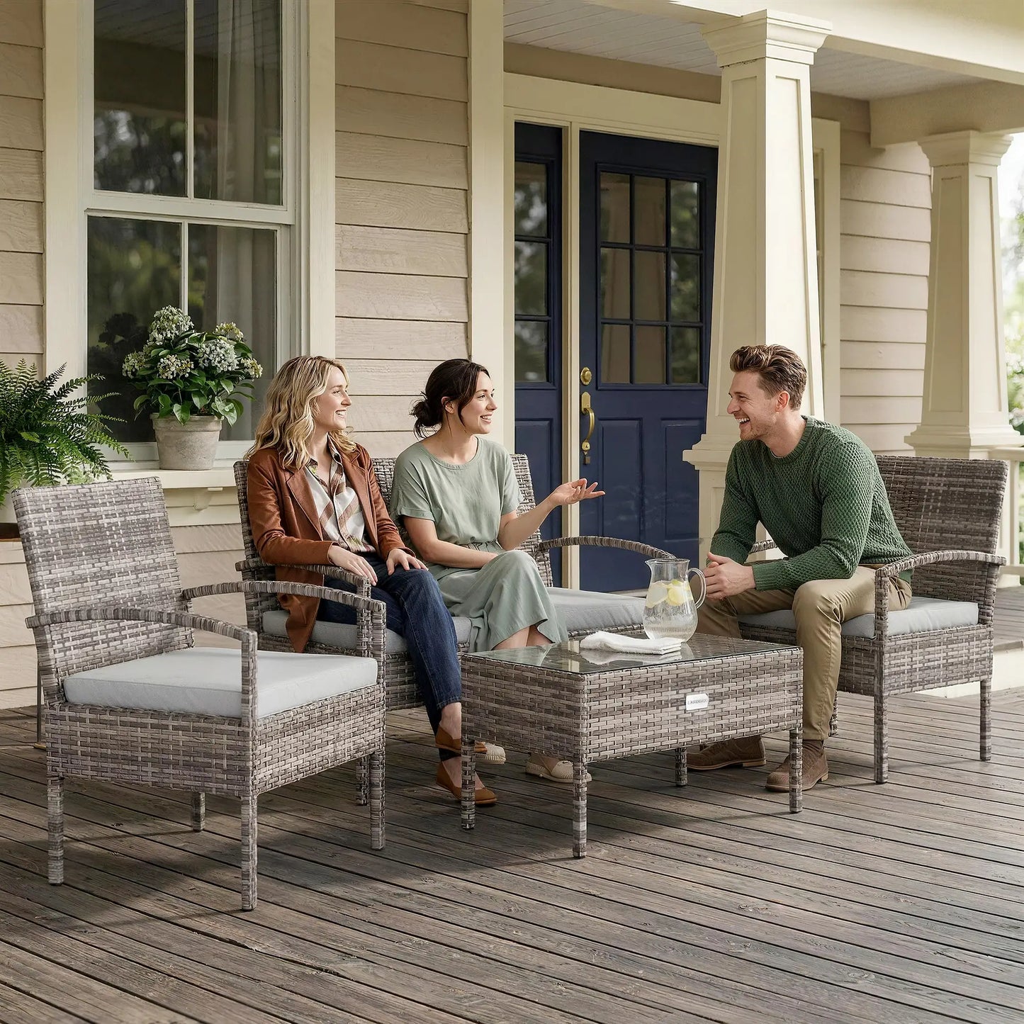 Patio Furniture Set, Loveseat, 2 Armchairs & Coffee Table, Light Grey Patio Furniture Sets at Gallery Canada