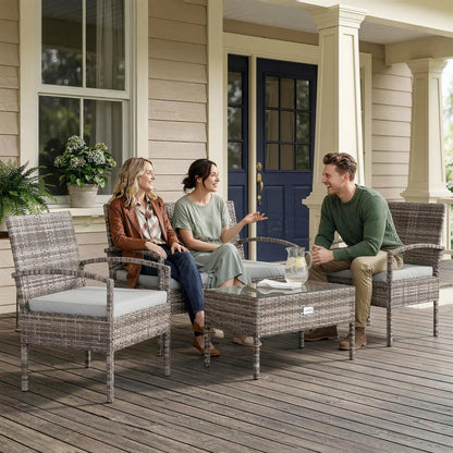 Patio Furniture Set, Loveseat, 2 Armchairs & Coffee Table, Light Grey Patio Furniture Sets at Gallery Canada