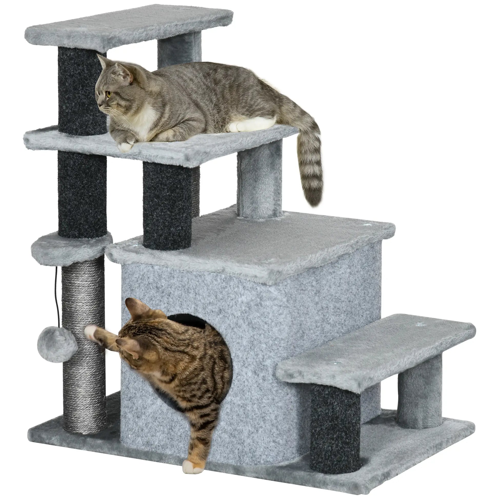 Cat Stairs with Scratching Posts, 23.6" x 15.7" x 26", Grey Dog Stairs Black, Grey at Gallery Canada