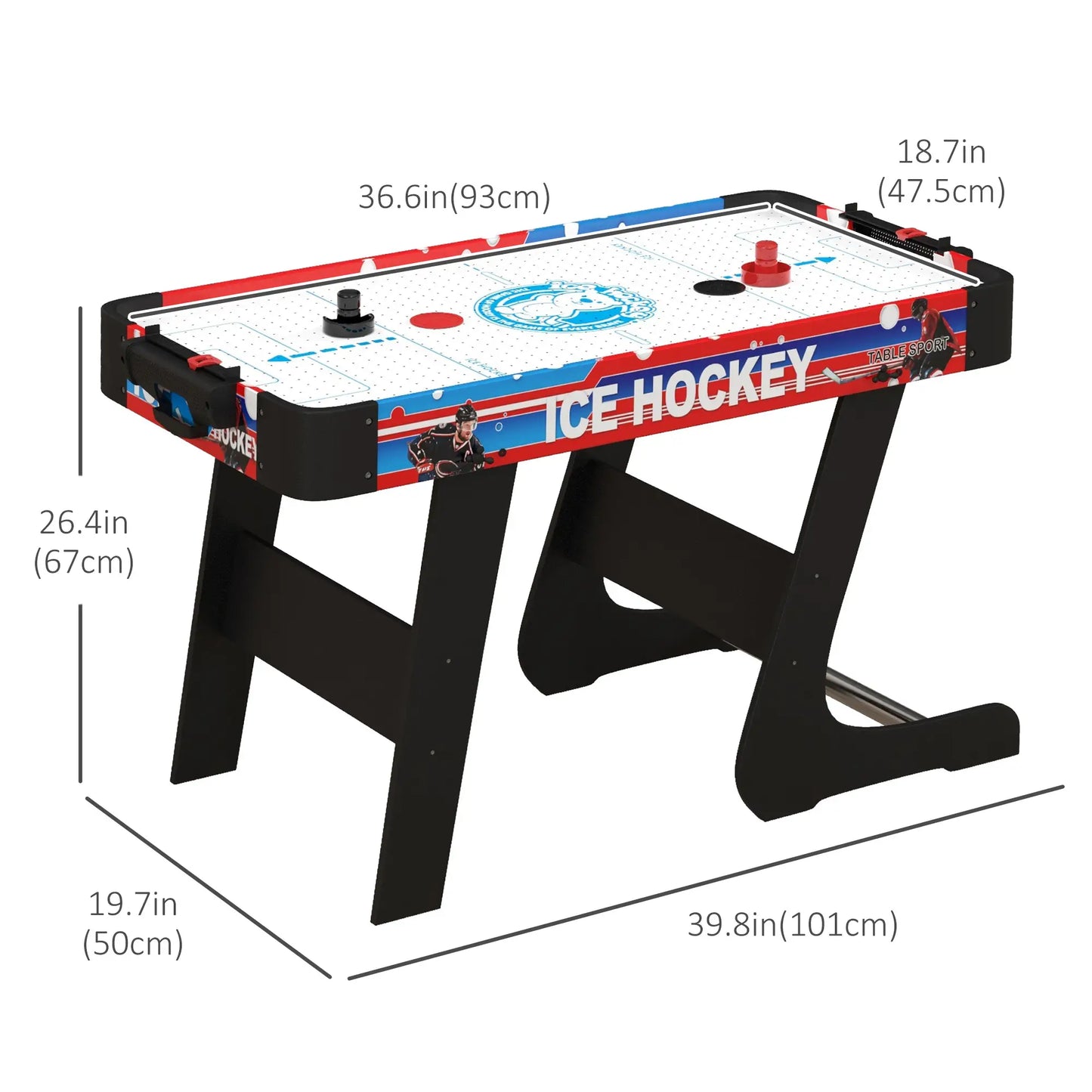 40 Folding Air Hockey Table, 2 Pucks, 2 Pushers, Scoreboard, White Game Tables at Gallery Canada