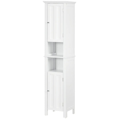 Freestanding Bathroom Cabinet, Open Shelves, 13.8" x 11.8" x 62.4", White Bathroom Cabinets at Gallery Canada