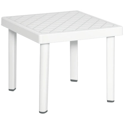 Table d'appoint de jardin extérieure carrée en plastique blanc, table basse, blanc