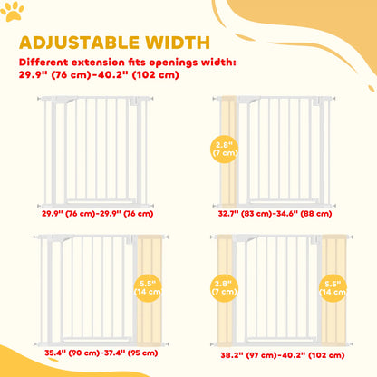 Baby Pet Safety Gate, Pressure Fit, Two-Way Open, Auto-Close, 30"H, White
