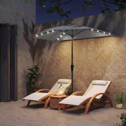 Half Patio Umbrella With Solar LED Lights, 9ft, Dark Grey Half Round Umbrellas at Gallery Canada