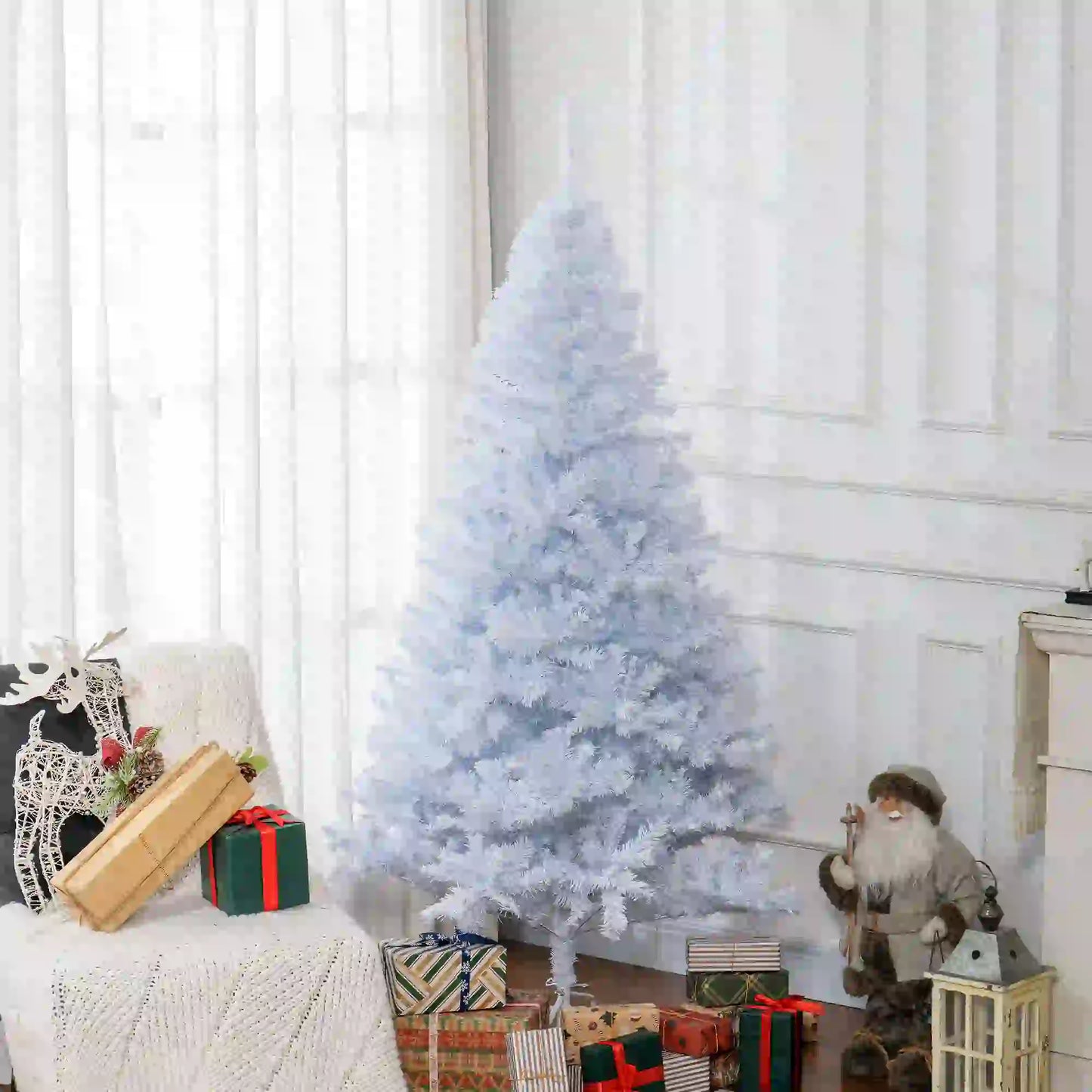 6ft Artificial Christmas Tree, 928 Branch Tips, Metal Stand, White White Christmas Trees at Gallery Canada