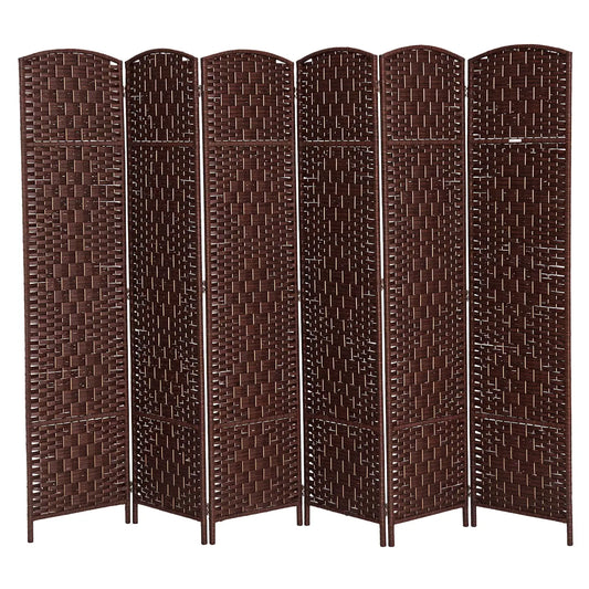 6ft Folding Room Divider, 6 Panel Wooden Frame, Brown Room Dividers Chestnut Brown at Gallery Canada