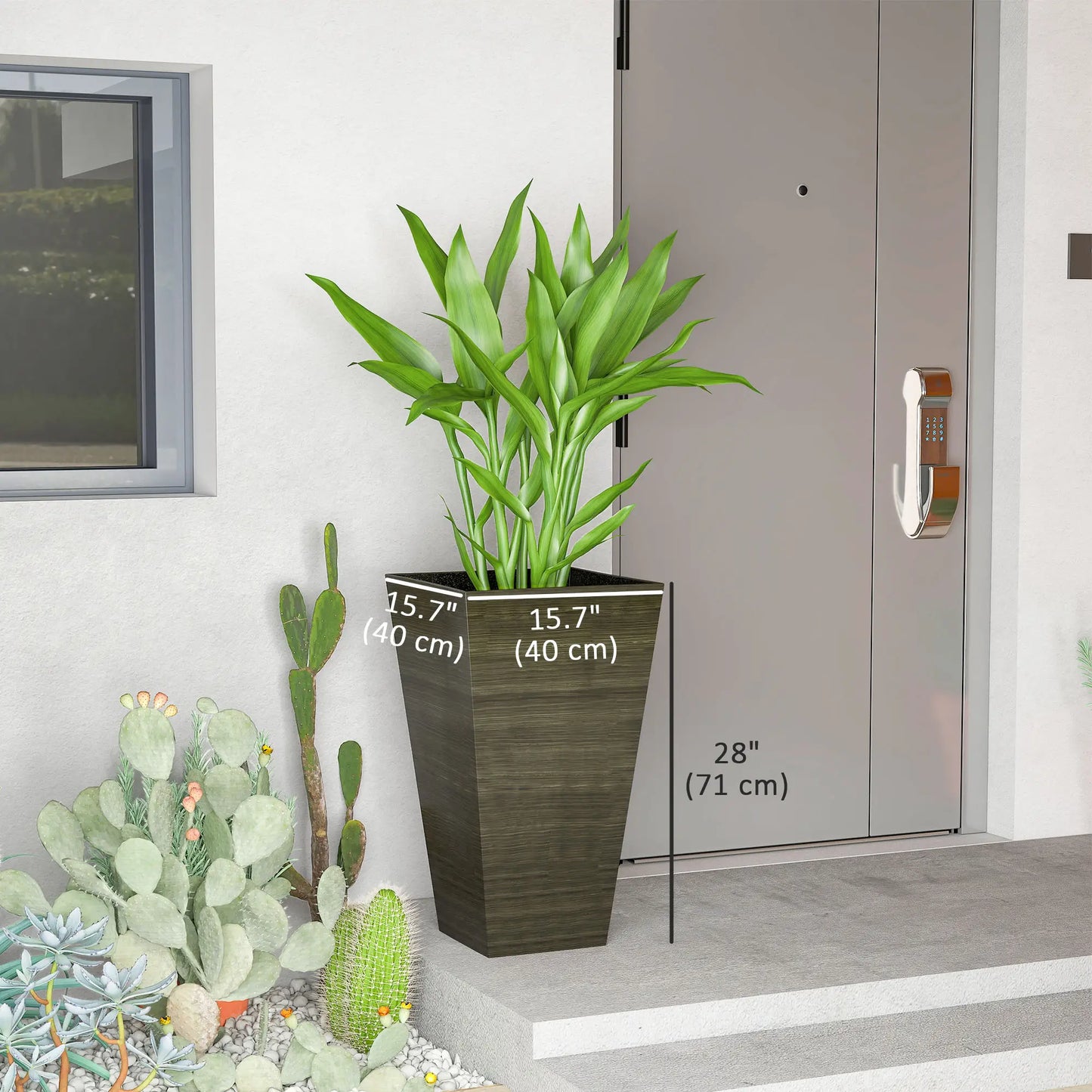 Ensemble de 3 Pots de Plante Hauts, 28 Pouces Taper, Bronze